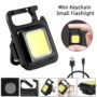 COB Rechargeable Keychain Mini Light Metal Body Portable LED Flashlight