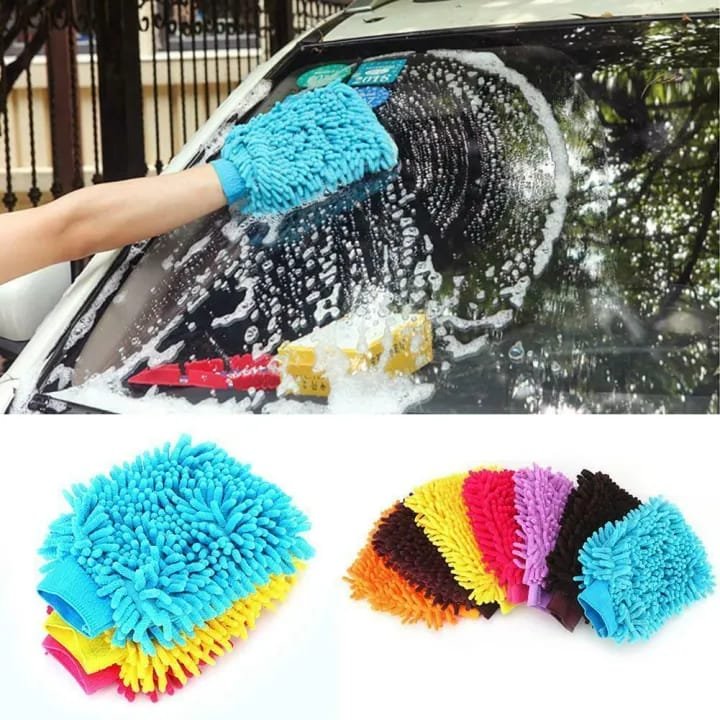 Super Mitt Microfiber Car Wash Glove Single Side Rubber Cleaning Mitt