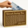 Umrah Saving Box Wooden Islamic Money Bank Elegant Coin & Cash Organizer Gift Idea
