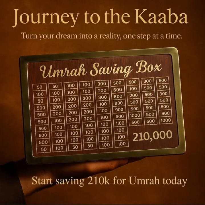 Umrah Saving Box Wooden Islamic Money Bank Elegant Coin & Cash Organizer Gift Idea - Image 2