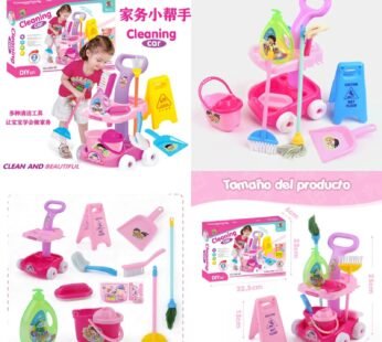 Kids Cleaning Cart Play Set with Mop Trolley Price in Pakistan
