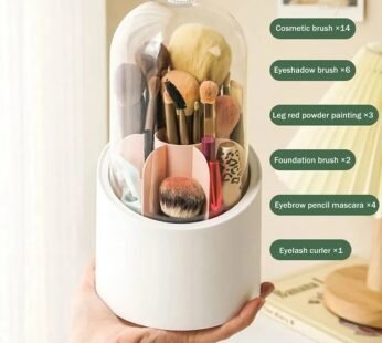 360 Rotating Makeup Brush Holder with Dustproof Lid
