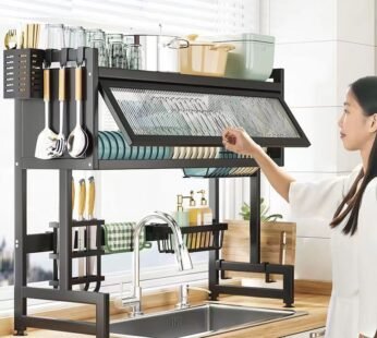 65cm Carbon Steel Kitchen Dish Drying Rack with Flip Cover Price in Pakistan