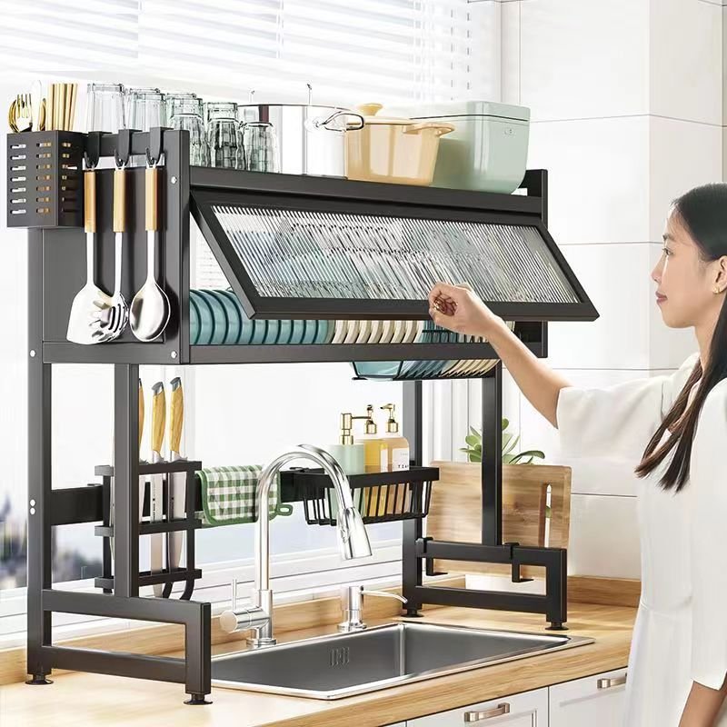 65cm Carbon Steel Kitchen Dish Drying Rack with Flip Cover Price in Pakistan