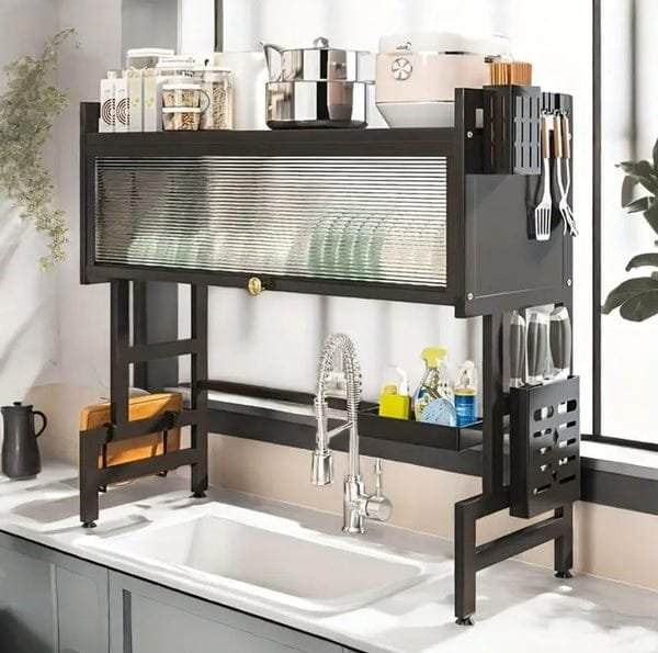 65cm Carbon Steel Kitchen Dish Drying Rack with Flip Cover Price in Pakistan - Image 3