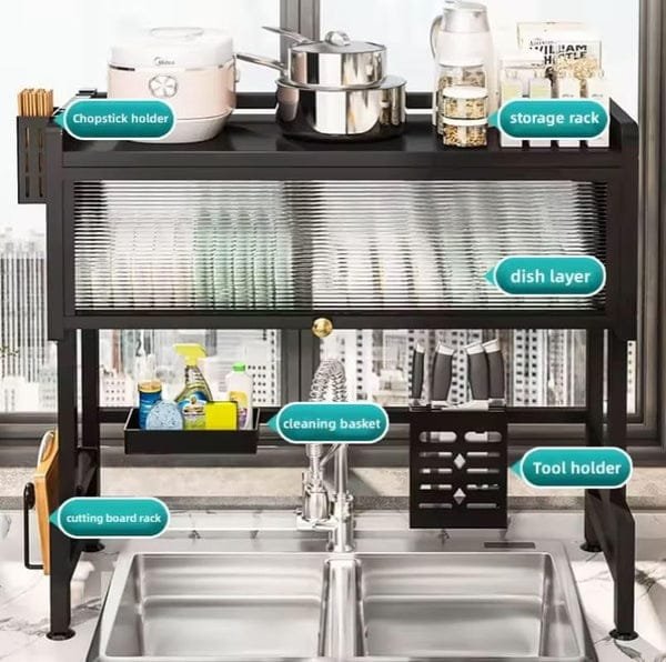 65cm Carbon Steel Kitchen Dish Drying Rack with Flip Cover Price in Pakistan - Image 4
