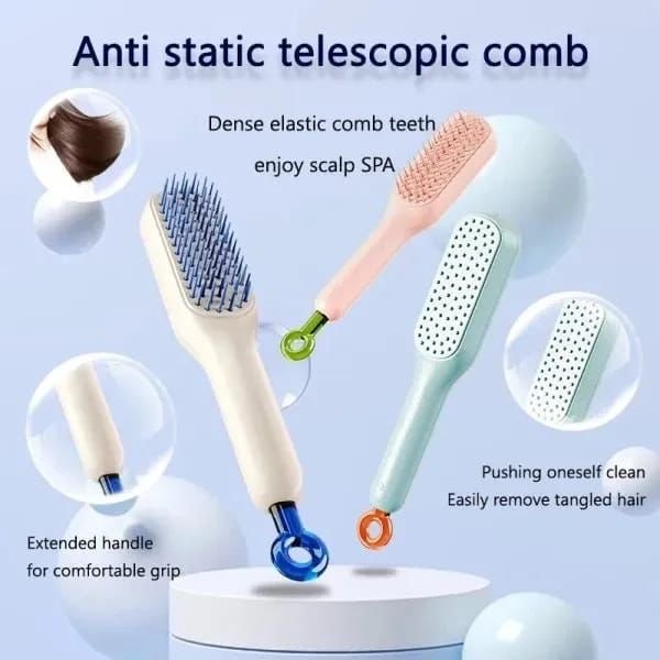 Telescopic Self Cleaning Hair Brush - Image 2