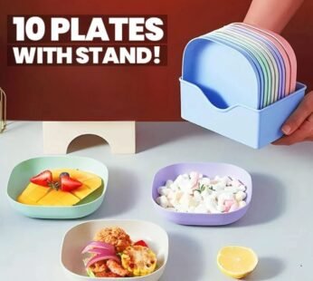 10 Pcs Multi-Function Spit Bone Dish Household Food Grade Plastic Round & Square Side Plates Set