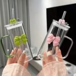 Premium Bow Glass with Reusable Glass Straw Available in Pakistan