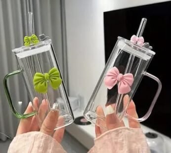 Bow Glass with Glass Straw