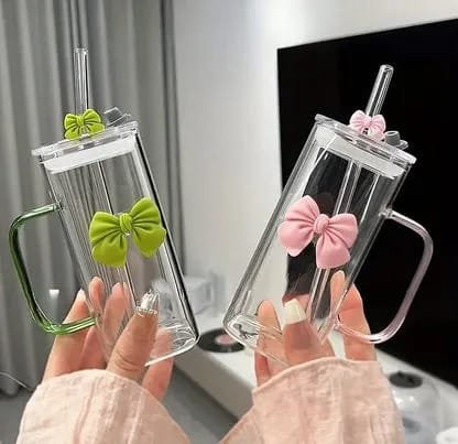 Premium Bow Glass with Reusable Glass Straw Available in Pakistan