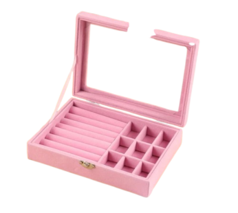Velvet Glass Jewelry Organizer Box for Rings Earrings