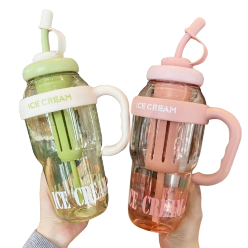 1300ML Ice Cream Sipper Water Bottle with Ice Cream Straw