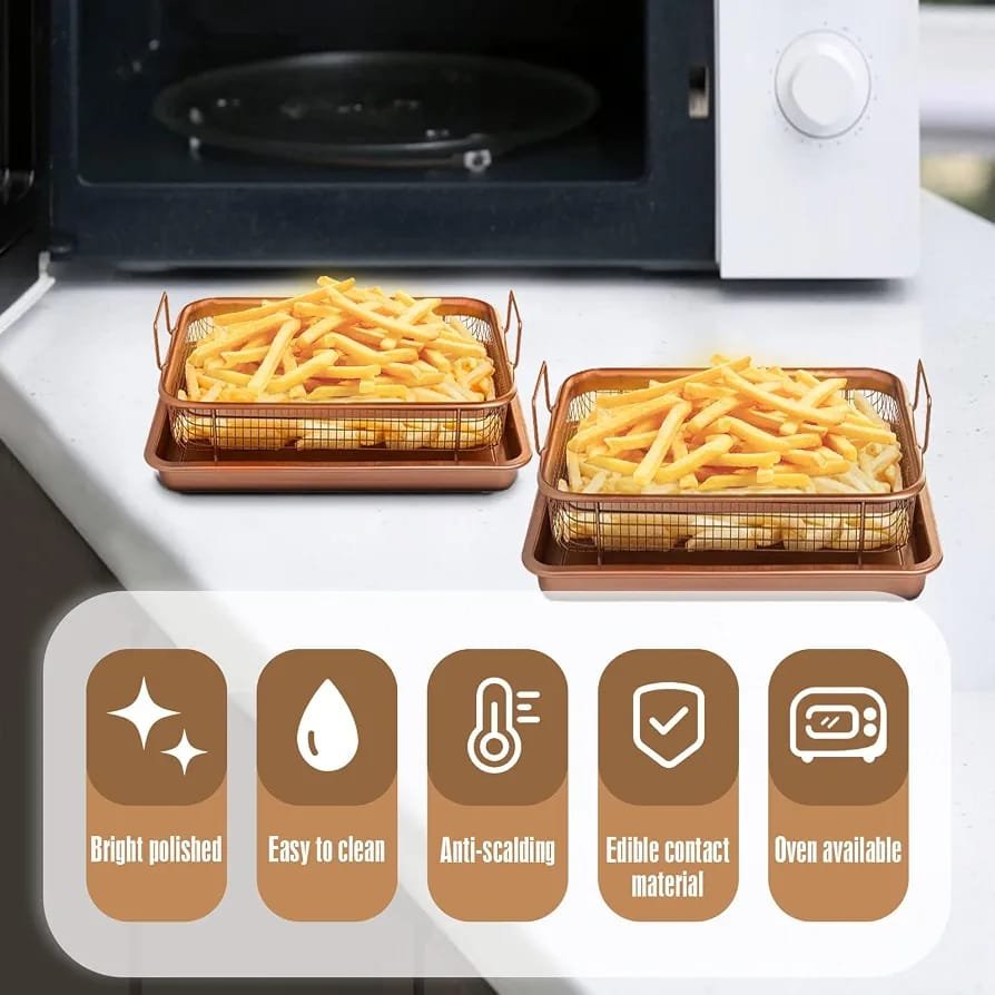Copper Crisper Tray Set with Oil Drain Net - Image 2